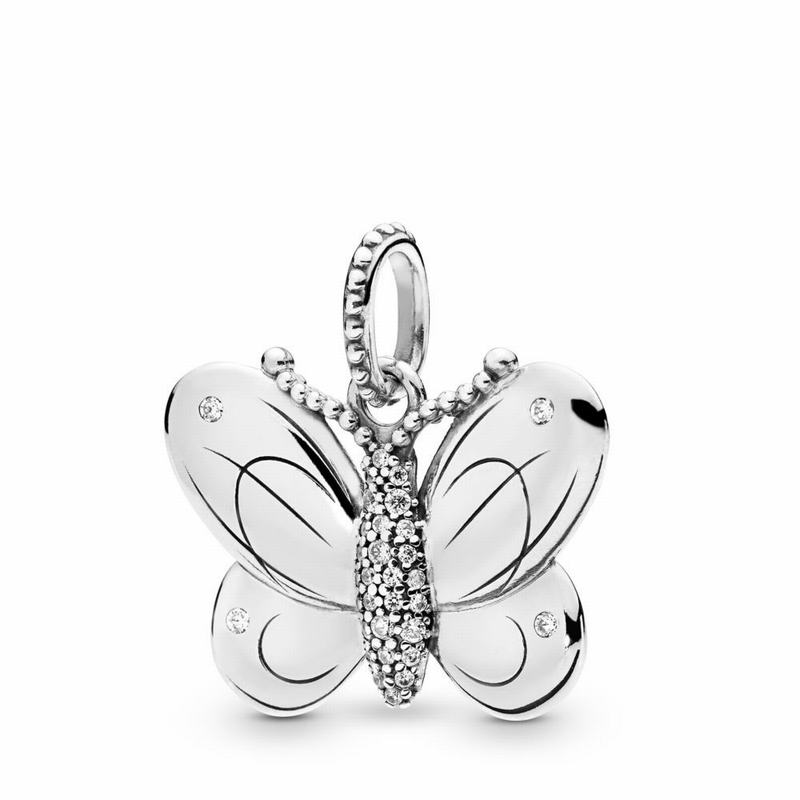 Pandora Australia Decorative Butterfly Pendant - Sterling Silver | WQRPSJ657